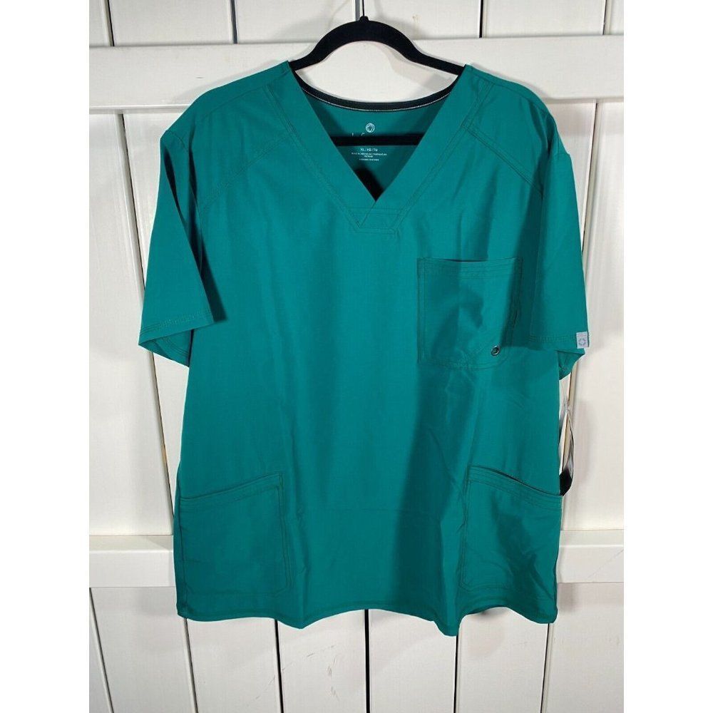 New W/ Tags Infinity Athletic Fit Mens Scrub Top Wrinkle Resist Stretch Green XL